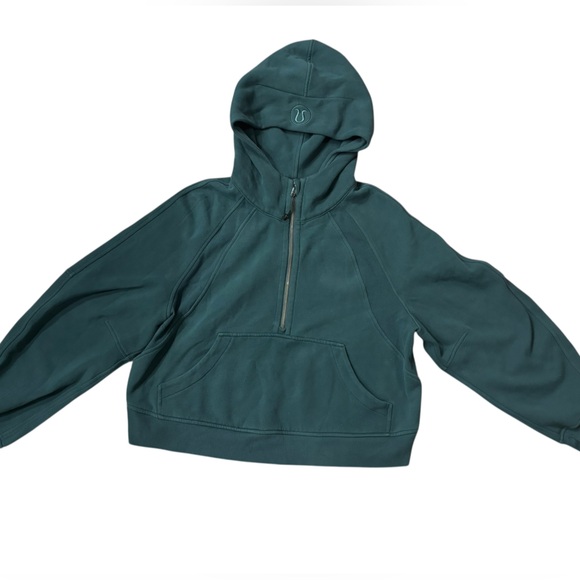 Lulu Lemon Oversized Half-Zip Cropped Hoodie in Submarine Teal Green Size XS/S - Picture 2 of 4